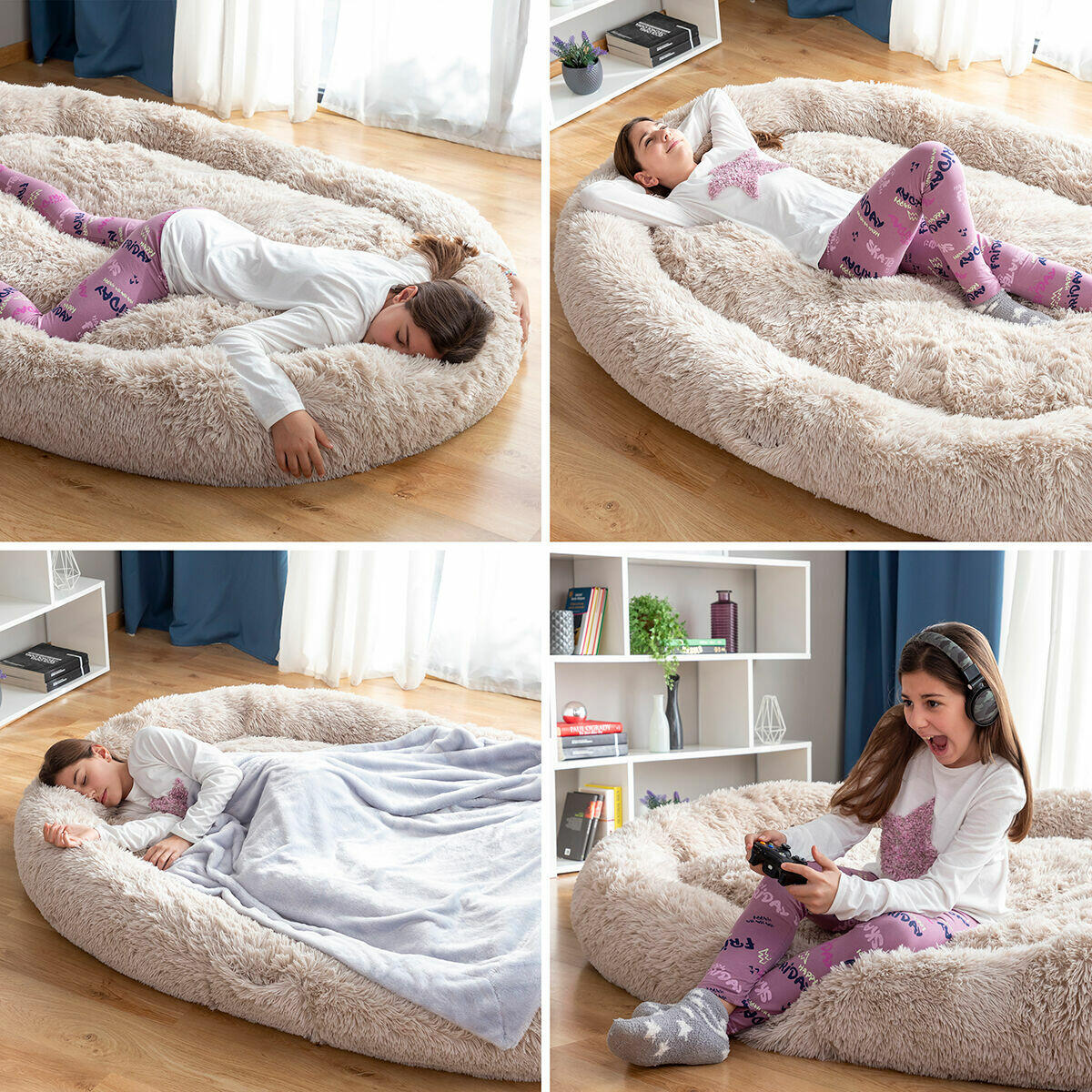 CAMA DE PERRO PARA HUMANOS | HUMAN DOG BED XXL INNOVAGOODS BEIGE