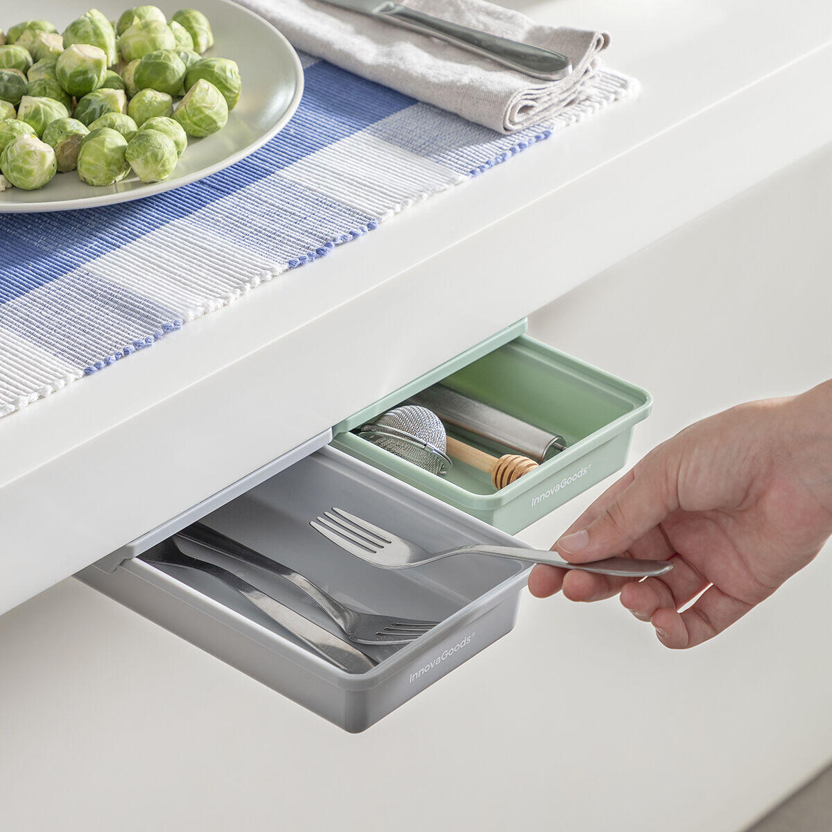 🗄️ SET DE CAJONES AUXILIARES ADHESIVOS PARA ESCRITORIO UNDERALK INNOVAGOODS (PACK DE 2 UDS)