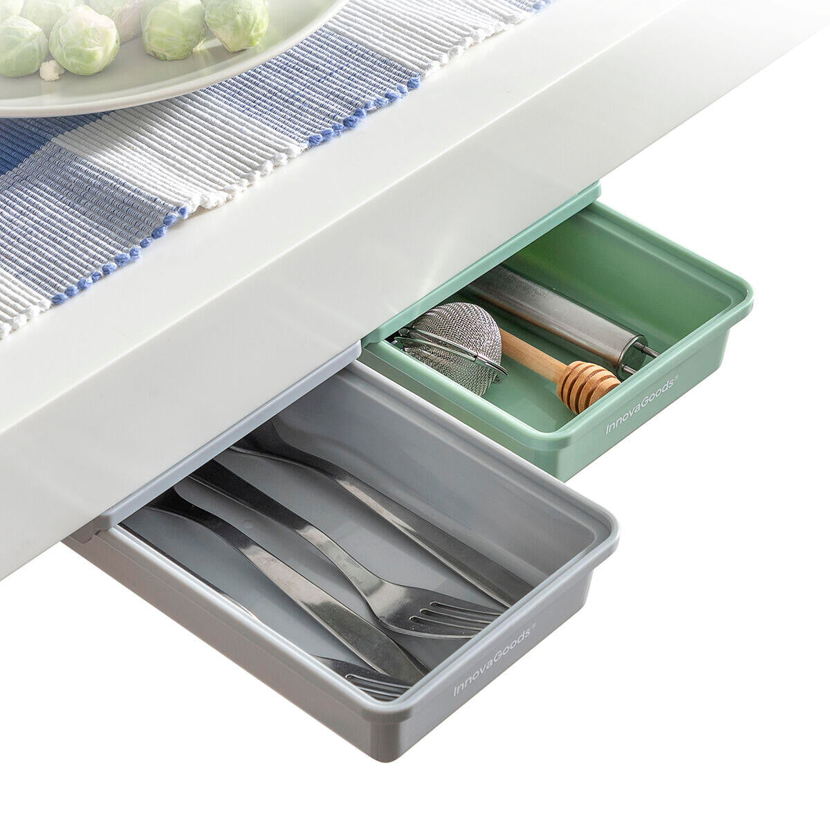 🗄️ SET DE CAJONES AUXILIARES ADHESIVOS PARA ESCRITORIO UNDERALK INNOVAGOODS (PACK DE 2 UDS)