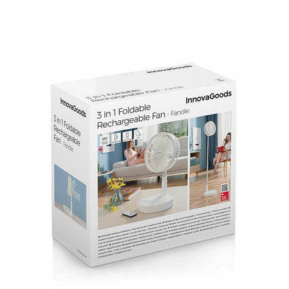 🌀 VENTILADOR RECARGABLE PLEGABLE 3 EN 1 FANDLE INNOVAGOODS Ø7,7'' – 7200 mAh 🔋